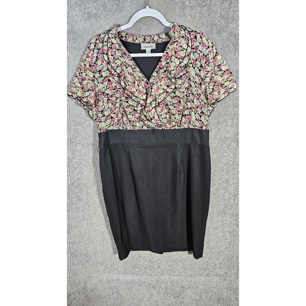 Dressbarn Ditsy Floral Sheer Sleeve Dress Womens Size 14 Stretch Y2K Whimsigoth